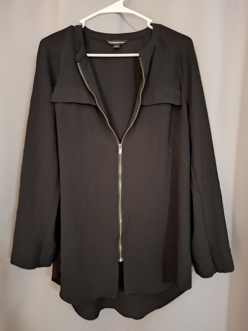 Rock & Republic Black Zip-Front Blouse